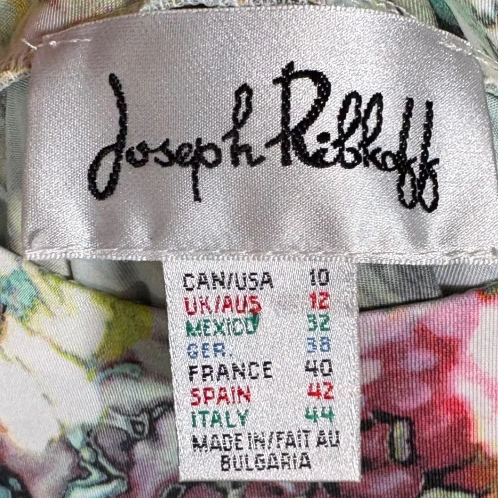 Joseph Ribkoff Artsy Abstract Floral Tiered Ruffle Sheath Dress Multi Color US10